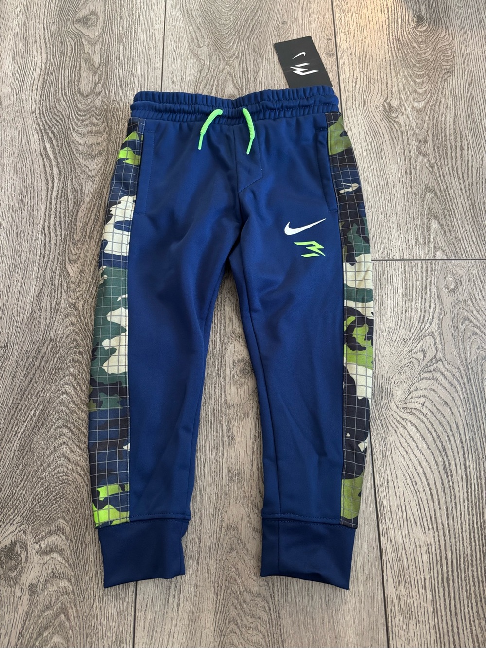 Nike Boys Royal Blue Joggers with Green Camo Side Panels